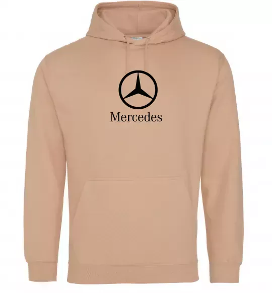 Мужская толстовка (худи) Mercedes logo та назва Песочный фото