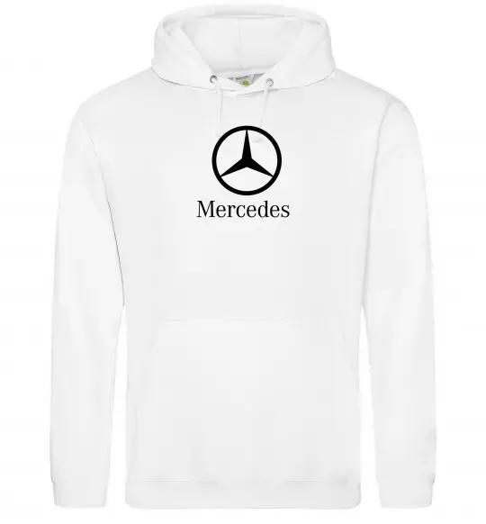 Жіноча толстовка (худі) Mercedes logo та назва Білий фото