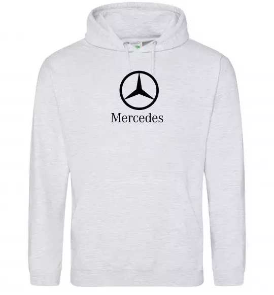 Жіноча толстовка (худі) Mercedes logo та назва Сірий меланж фото
