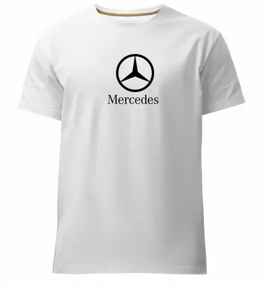 Чоловіча преміум футболка Mercedes logo та назва Білий фото