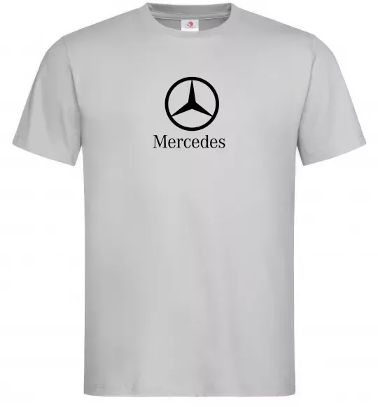 Мужская футболка Mercedes logo та назва Серый фото