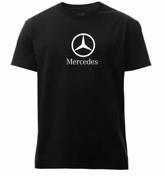 Чоловіча преміум футболка Mercedes logo та назва Чорний фото