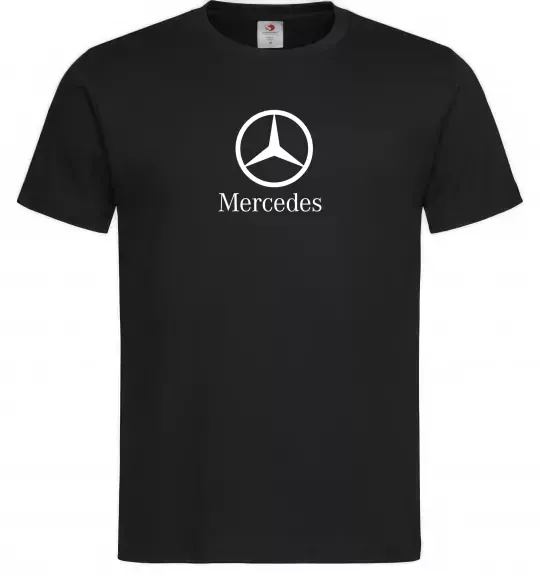 Мужская футболка Mercedes logo та назва Черный фото