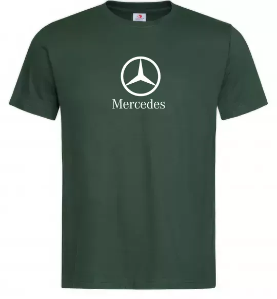 Мужская футболка Mercedes logo та назва Темно-зеленый фото