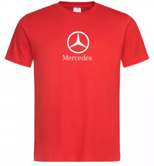 Мужская футболка Mercedes logo та назва Красный фото
