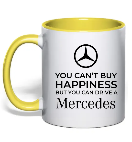 Чашка с цветной ручкой You can drive a Mercedes Лимонный фото