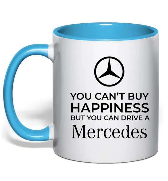 Чашка с цветной ручкой You can drive a Mercedes Голубой фото