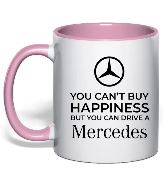 Чашка с цветной ручкой You can drive a Mercedes Нежно розовый фото
