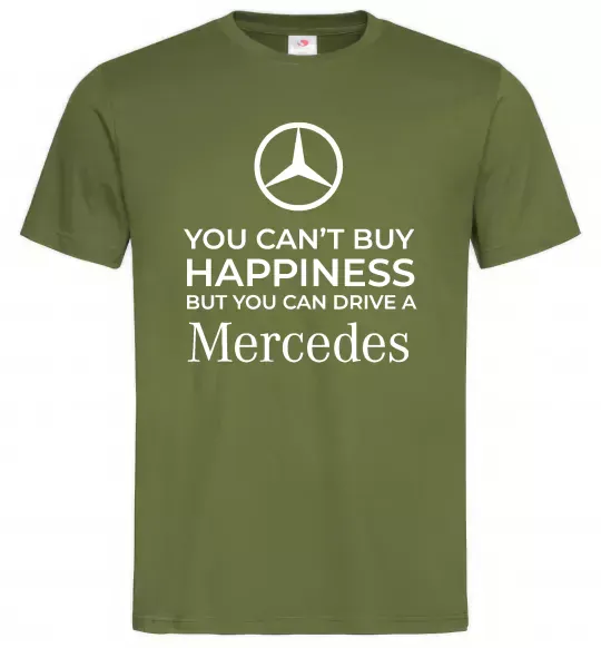 Чоловіча футболка You can drive a Mercedes Оливковий фото