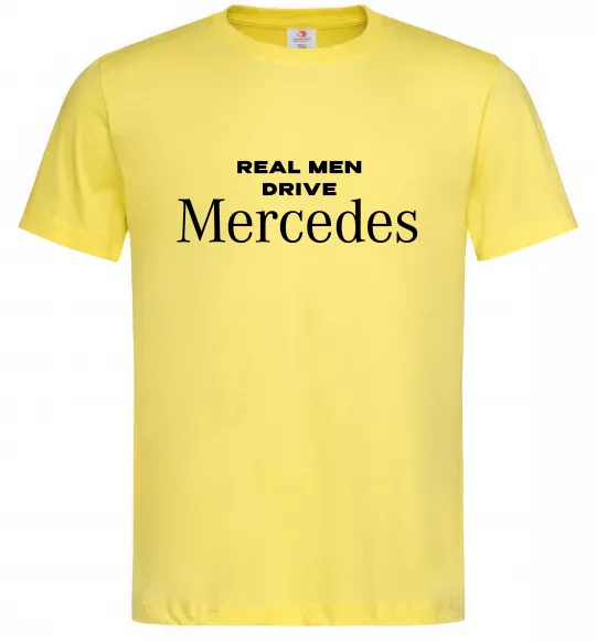 Мужская футболка Real men drive Mercedes Лимонный фото