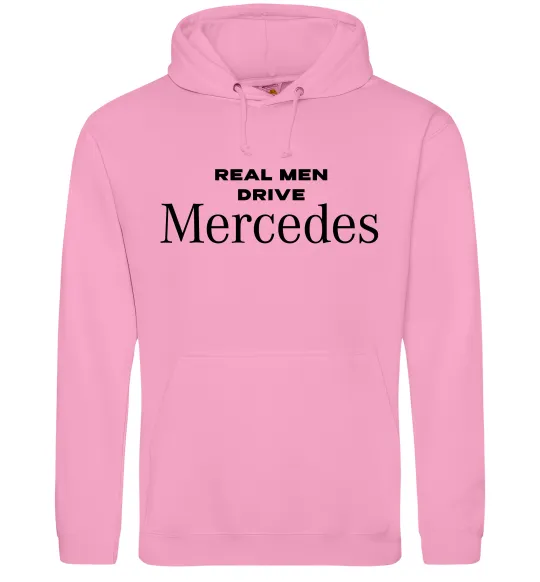 Мужская толстовка (худи) Real men drive Mercedes Розовый фото