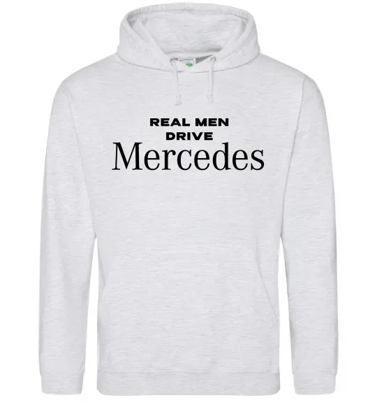 Чоловіча толстовка (худі) Real men drive Mercedes Сірий меланж фото