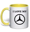 Чашка с цветной ручкой I love my Mercedes Солнечно желтый фото