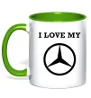 Чашка з кольоровою ручкою I love my Mercedes Лаймовий фото