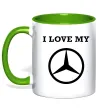 Чашка с цветной ручкой I love my Mercedes Зеленый фото