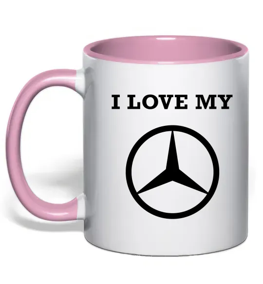 Чашка с цветной ручкой I love my Mercedes Нежно розовый фото
