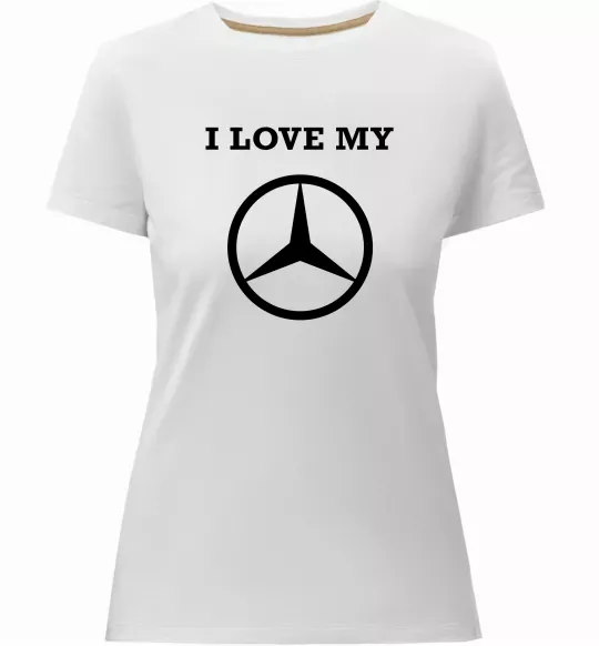 Женская премиум футболка I love my Mercedes Белый фото