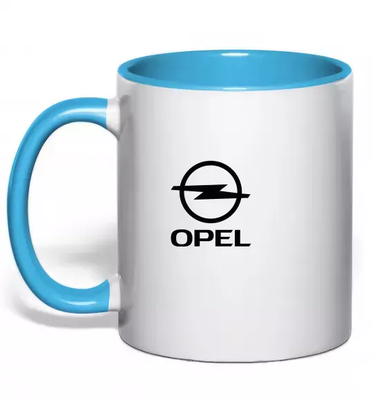 Чашка с цветной ручкой Opel Голубой фото