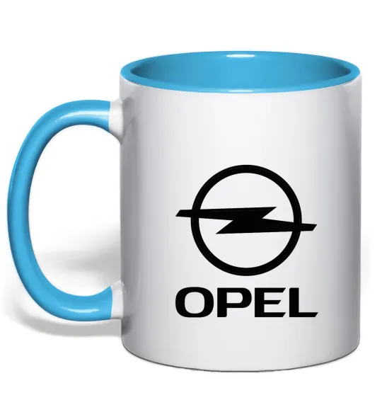Чашка с цветной ручкой Opel Голубой фото