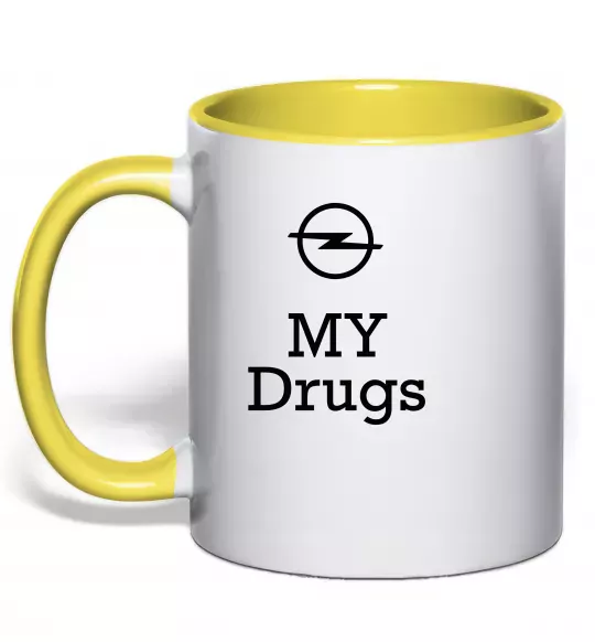 Чашка з кольоровою ручкою Opel my drugs Сонячно жовтий фото