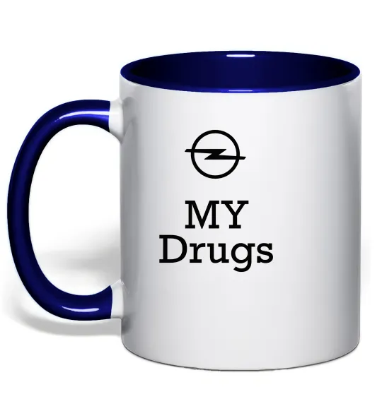 Чашка з кольоровою ручкою Opel my drugs Глибокий темно-синій фото