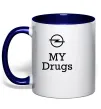 Чашка з кольоровою ручкою Opel my drugs Глибокий темно-синій фото