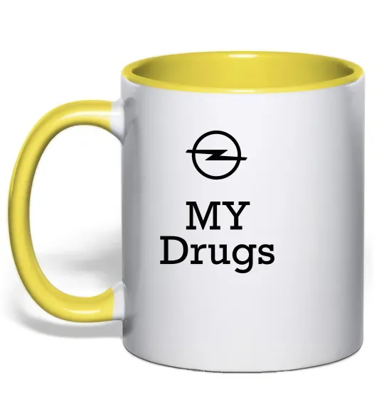 Чашка с цветной ручкой Opel my drugs Лимонный фото