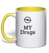 Чашка с цветной ручкой Opel my drugs Лимонный фото