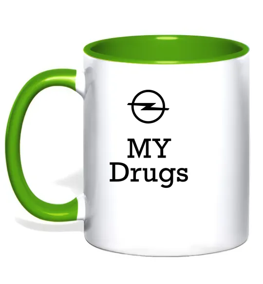 Чашка с цветной ручкой Opel my drugs Лаймовый фото