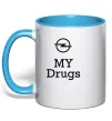 Чашка з кольоровою ручкою Opel my drugs Блакитний фото