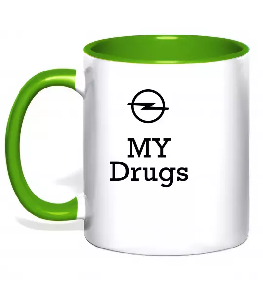Чашка з кольоровою ручкою Opel my drugs Зелений фото