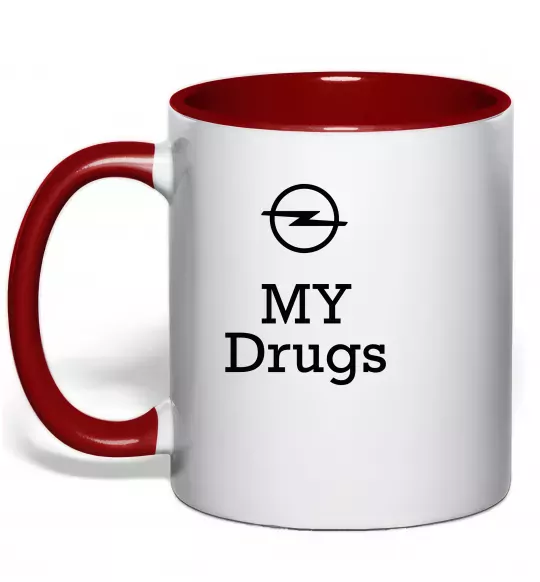 Чашка з кольоровою ручкою Opel my drugs Червоний фото