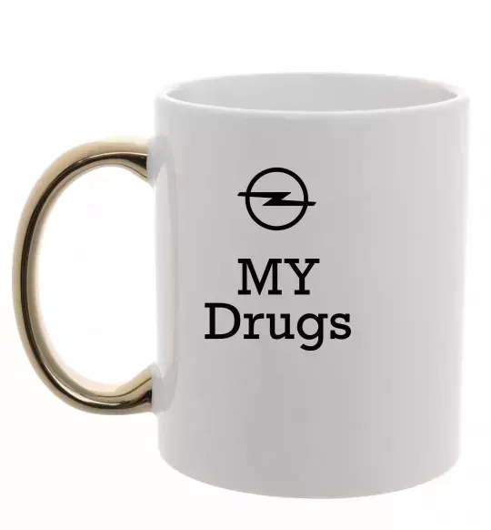 Чашка з кольоровою ручкою Opel my drugs Золото фото