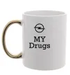 Чашка з кольоровою ручкою Opel my drugs Золото фото