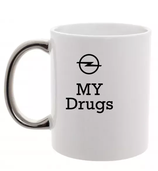 Чашка з кольоровою ручкою Opel my drugs Срібло фото