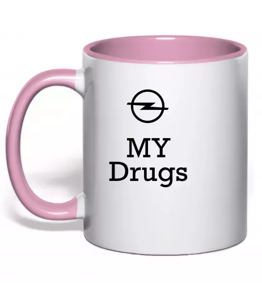 Чашка з кольоровою ручкою Opel my drugs Ніжно рожевий фото