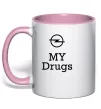 Чашка з кольоровою ручкою Opel my drugs Ніжно рожевий фото