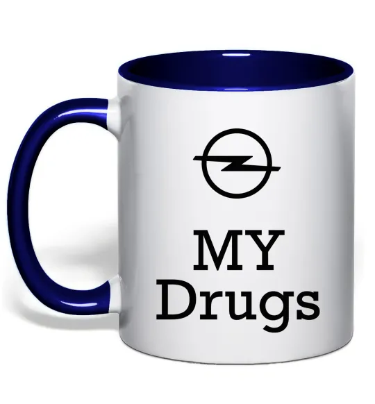 Чашка с цветной ручкой Opel my drugs Глубокий темно-синий фото
