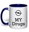 Чашка с цветной ручкой Opel my drugs Глубокий темно-синий фото