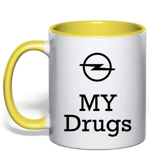 Чашка с цветной ручкой Opel my drugs Лимонный фото