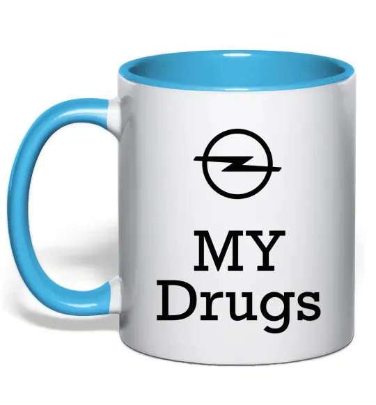 Чашка с цветной ручкой Opel my drugs Голубой фото