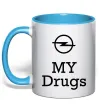 Чашка с цветной ручкой Opel my drugs Голубой фото