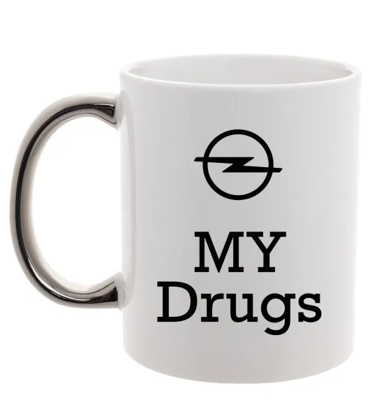Чашка с цветной ручкой Opel my drugs Серебро фото