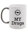 Чашка с цветной ручкой Opel my drugs Серебро фото