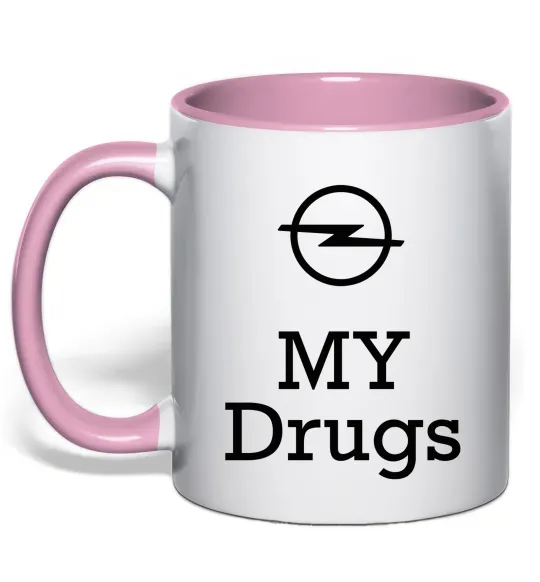 Чашка с цветной ручкой Opel my drugs Нежно розовый фото