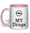 Чашка с цветной ручкой Opel my drugs Нежно розовый фото