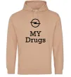 Мужская толстовка (худи) Opel my drugs Песочный фото