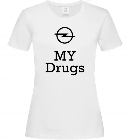 Жіноча футболка Opel my drugs Білий фото
