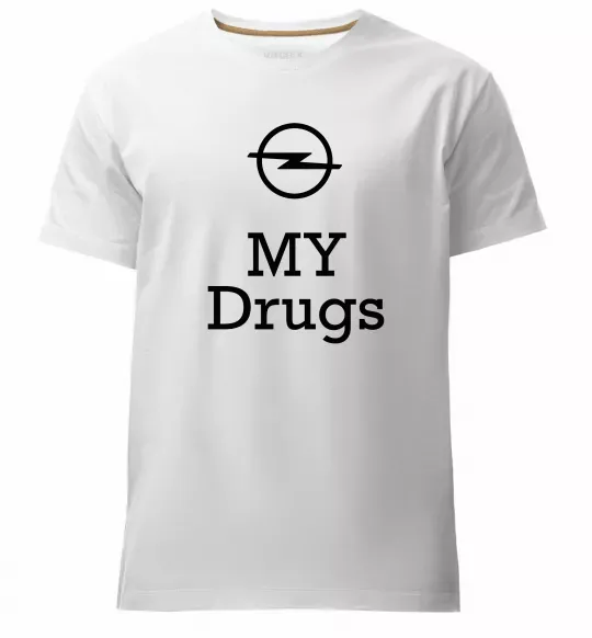 Чоловіча преміум футболка Opel my drugs Білий фото