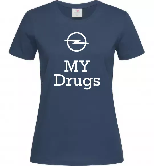 Жіноча футболка Opel my drugs Темно-синій фото